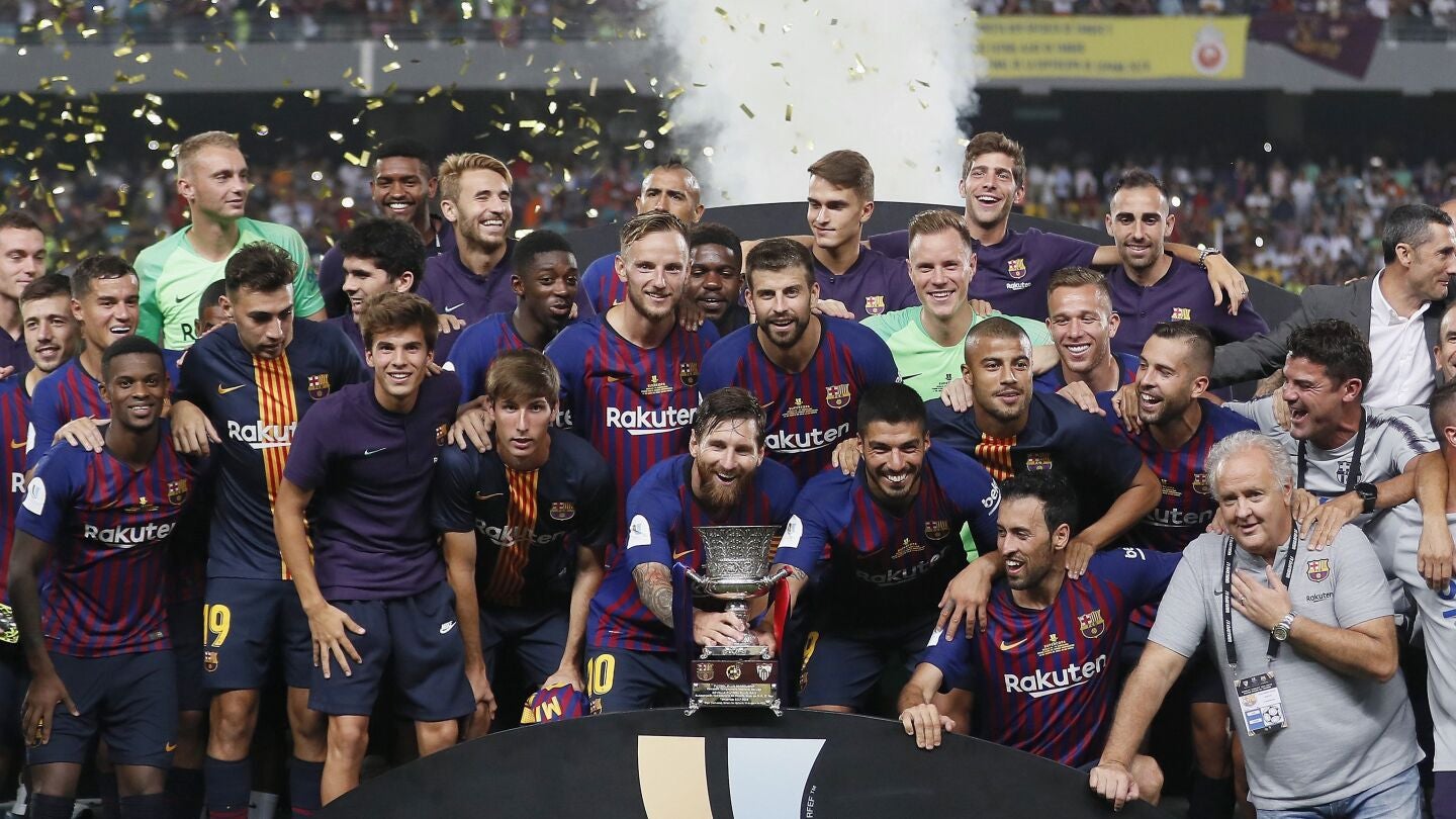 F.C Barcelona celebrando la Supercopa de Espa&ntilde;a