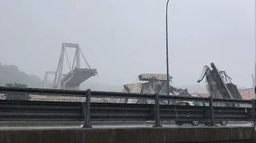 Colapso parcial del puente, que se ha venido abajo en una zona urbana