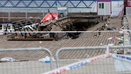 Lugar en el que se produjo el hundimiento durante el festival O Marisquiño. Lugar en el que se produjo el hundimiento durante el festival O Marisquiño.