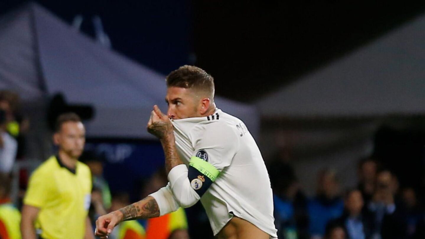 Sergio Ramos celebra un gol en la Supercopa de Europa