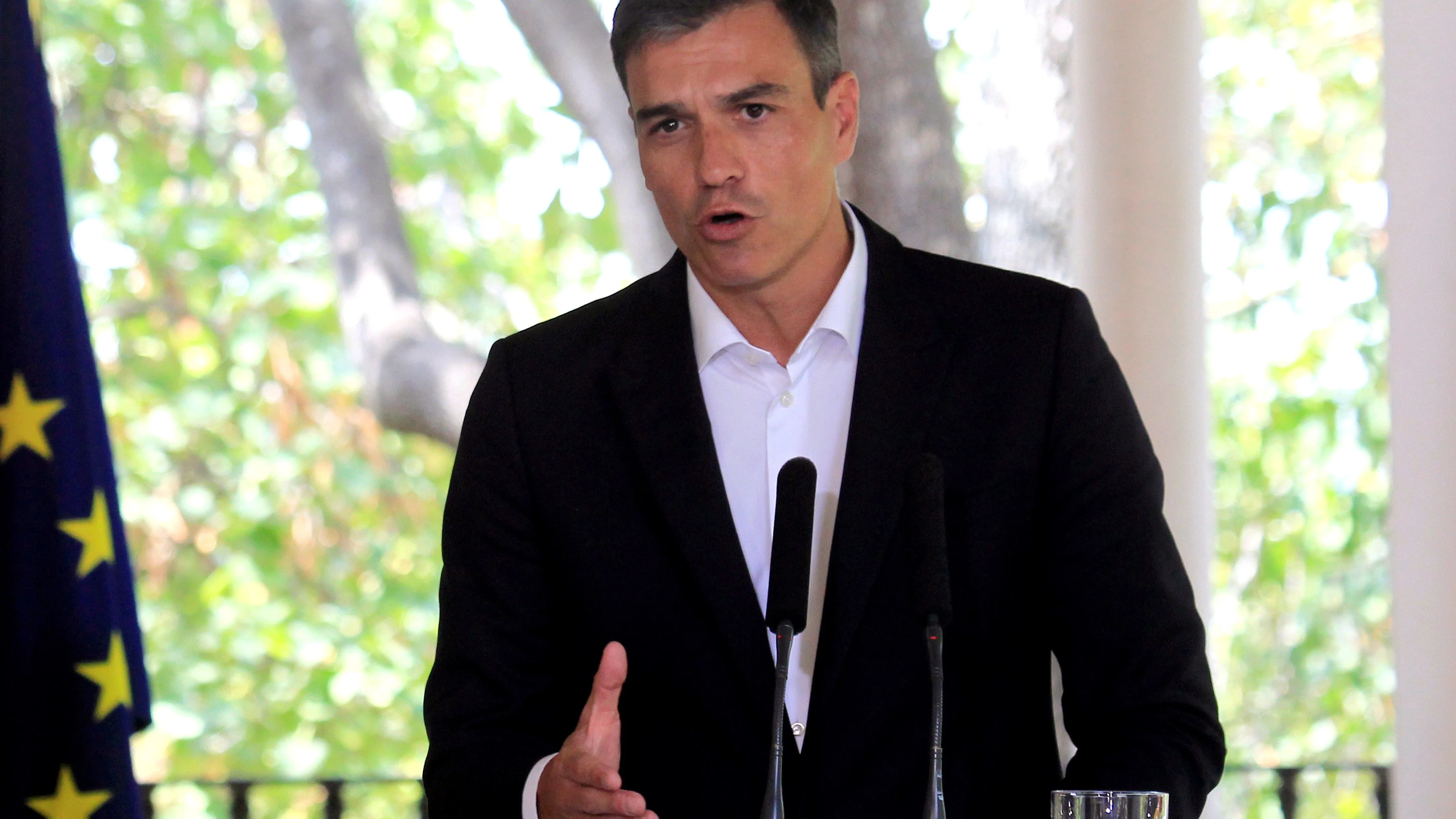 El presidente del Gobierno español, Pedro Sánchez, durante una rueda de prensa