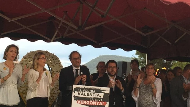 Quim Torra, durante el acto frente a la prisión