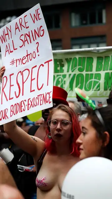 En la imagen una manifestante en Nueva York en el 'Día Topless' En la imagen una manifestante en Nueva York en el 'Día Topless'