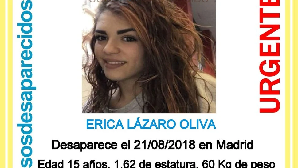  Erica Lázaro, la menor de 15 años desaparecida en Carabanchel