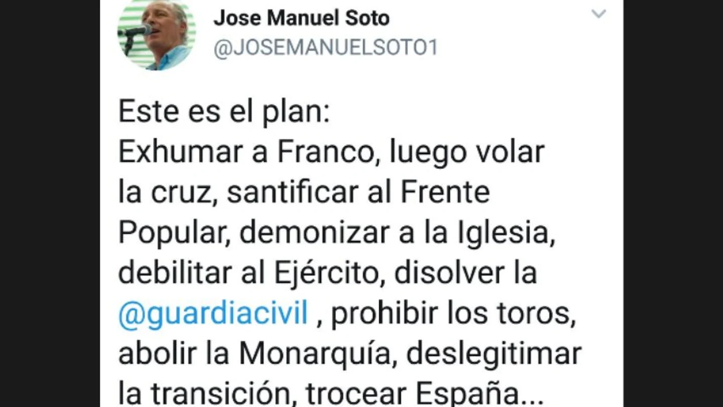 El polémico tuit de José Manuel Soto El polémico tuit de José Manuel Soto