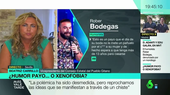 Beatriz Carrillo, sobre el monólogo de Rober Bodegas: "Utilizar el humor para atacar a los oprimidos en un acto mezquino y ruín" Beatriz Carrillo, sobre el monólogo de Rober Bodegas: "Utilizar el humor para atacar a los oprimidos en un acto mezquino y ruín"