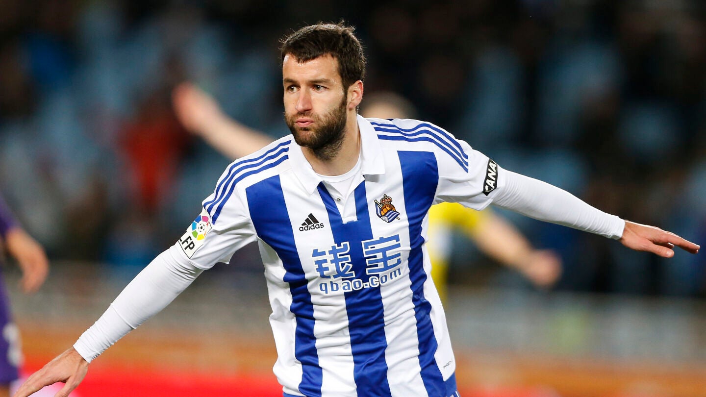 Agirretxe en un partido con la Real Sociedad