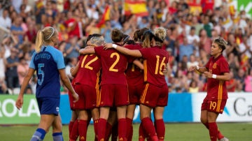 España celebra un gol