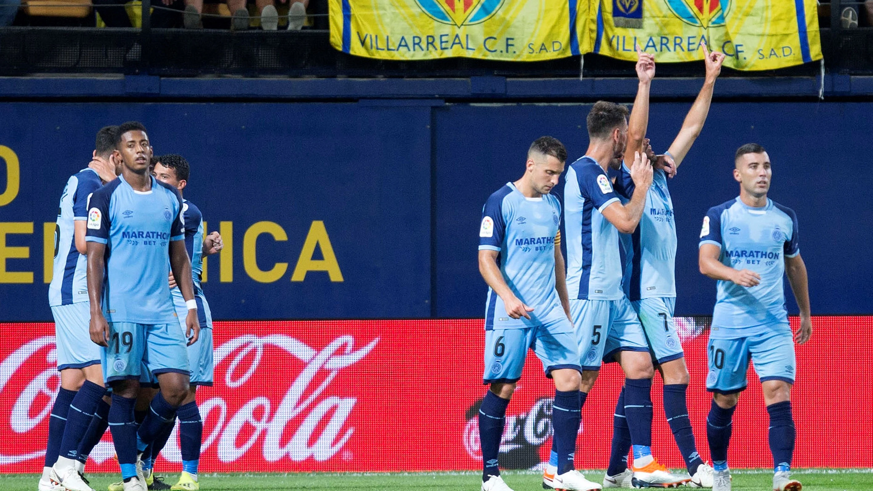 Jugadores del Girona celebrando un gol