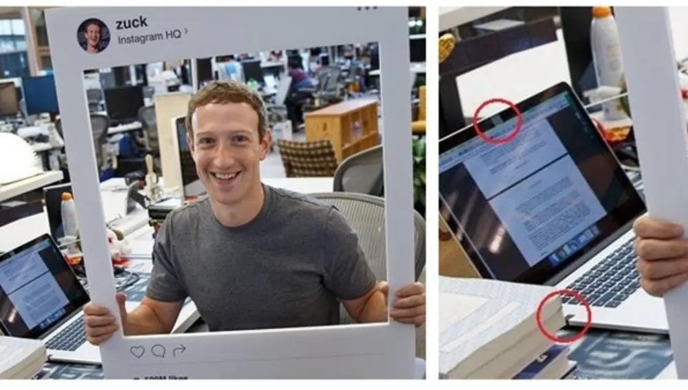 Zuckerberg con protección en su Mac