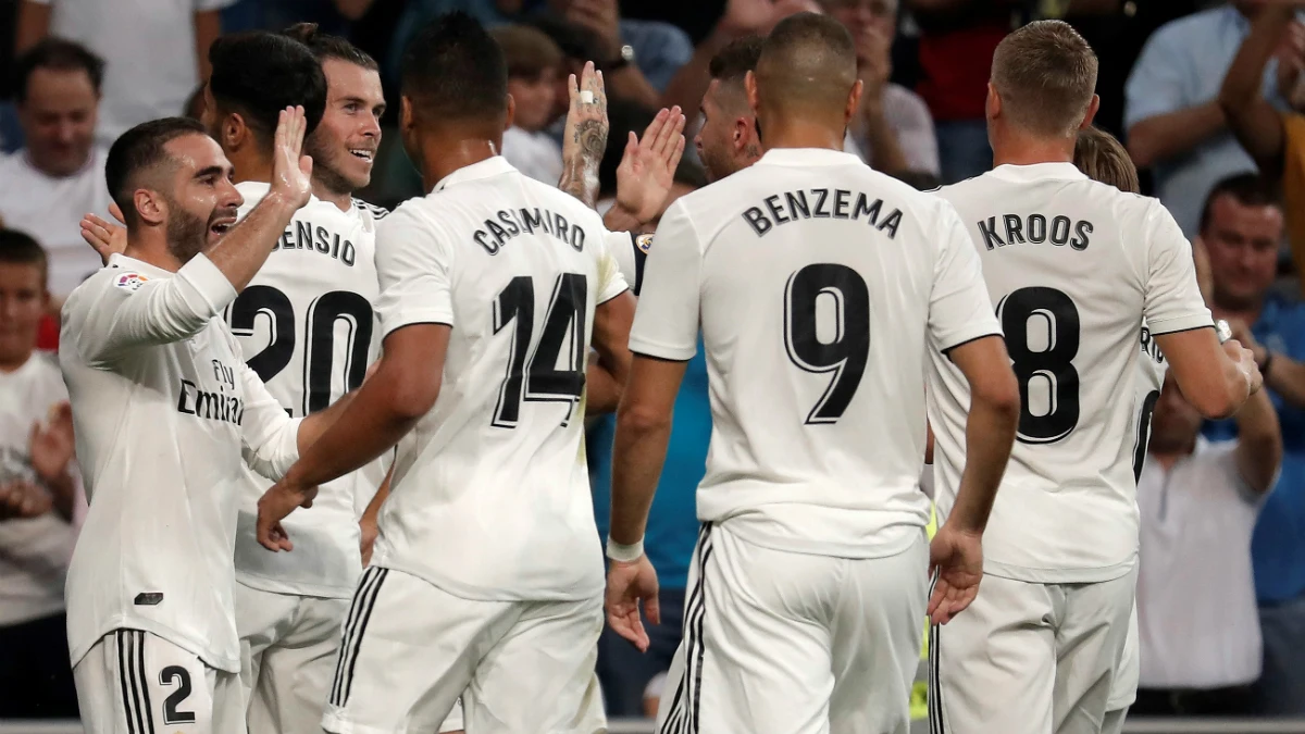 El Real Madrid celebra un gol