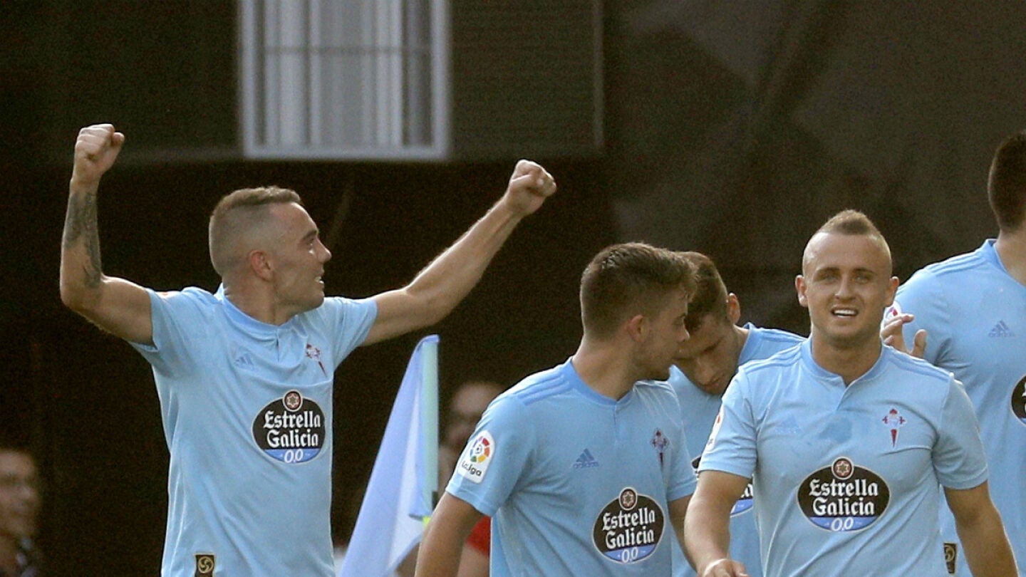 El Celta celebra un gol
