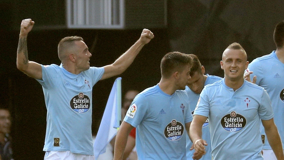 El Celta celebra un gol