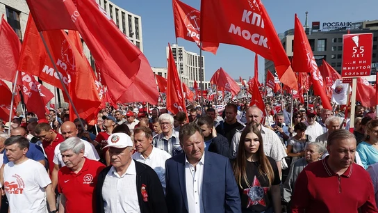 Imagen de una manifestación en Rusia contra la reforma de las pensiones Imagen de una manifestación en Rusia contra la reforma de las pensiones