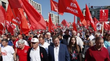 Imagen de una manifestación en Rusia contra la reforma de las pensiones