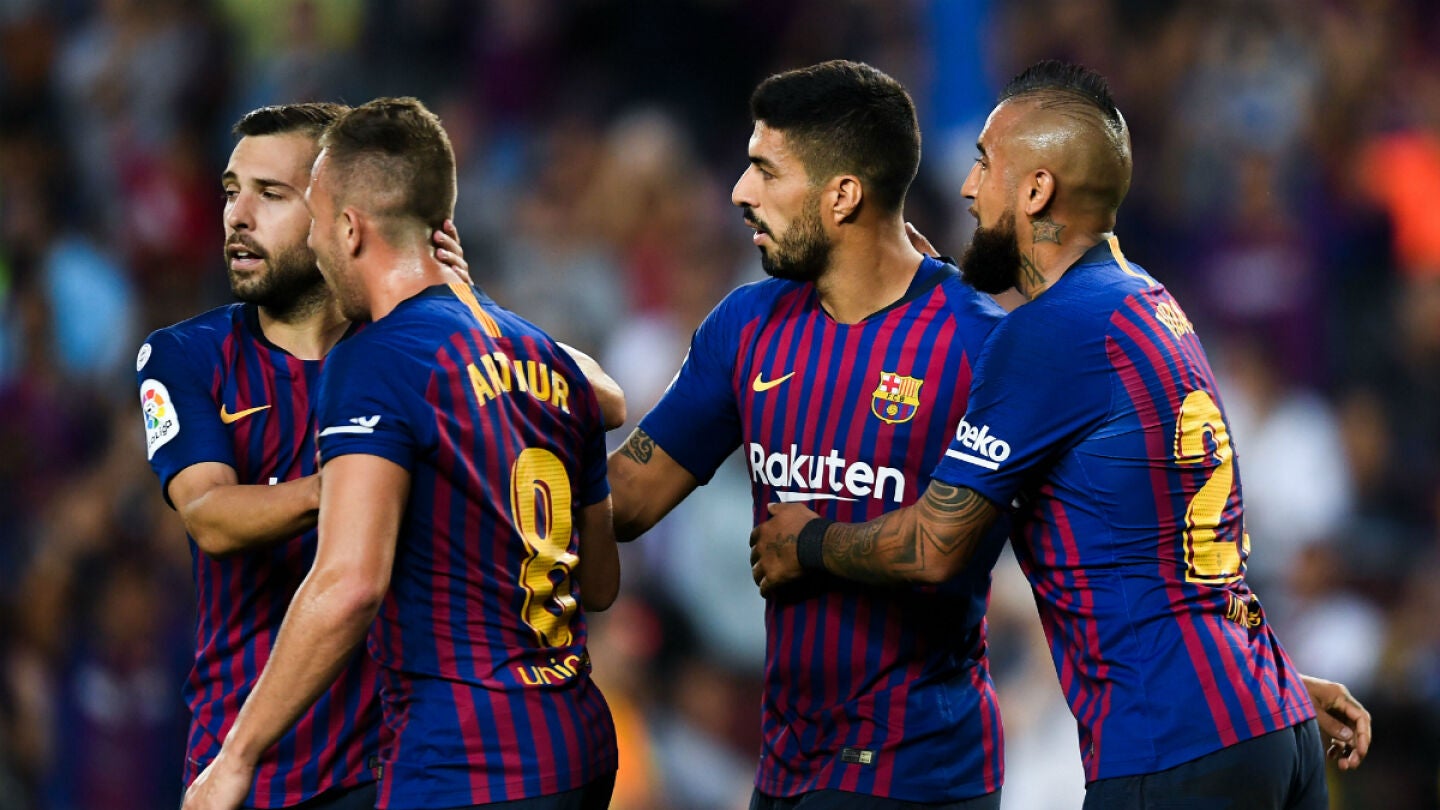 El Bar&ccedil;a celebra un gol