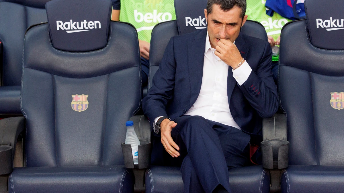 Valverde, en el banquillo del Camp Nou