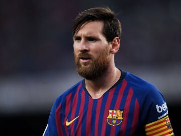 Leo Messi en un partido de liga Leo Messi en un partido de liga