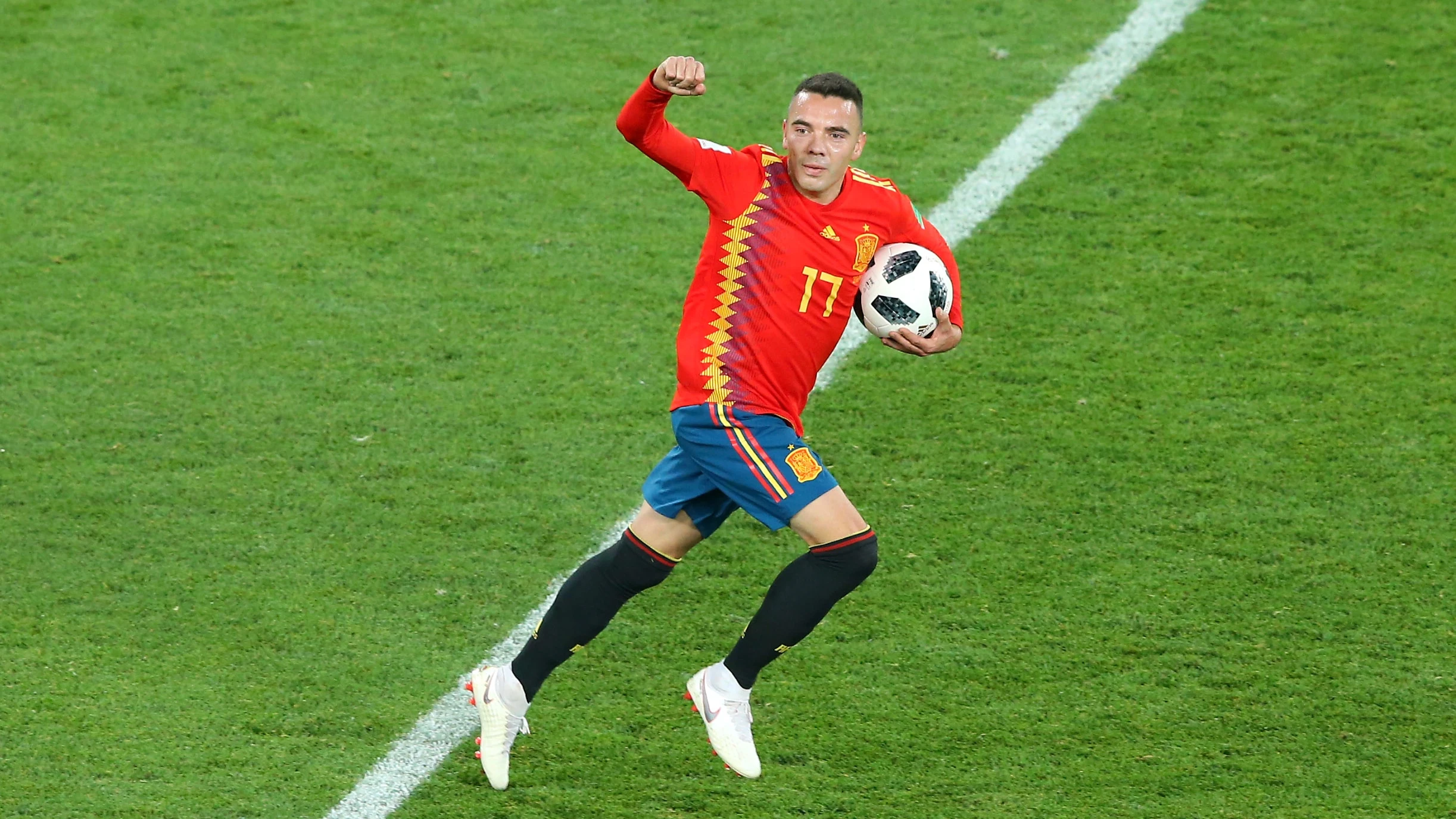 Iago Aspas, en un partido con la Selección