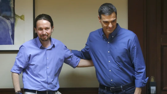 El presidente del Gobierno, Pedro Sánchez, y el líder de Podemos, Pablo Iglesias El presidente del Gobierno, Pedro Sánchez, y el líder de Podemos, Pablo Iglesias