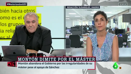 Raquel Ejerique, sobre el máster de Carmen Montón: "El instituto de la Rey Juan Carlos era un chiringuito a nivel económico y académico" Raquel Ejerique, sobre el máster de Carmen Montón: "El instituto de la Rey Juan Carlos era un chiringuito a nivel económico y académico"