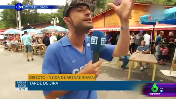 El reprimido enfado de un reportero que intenta hacer una conexión en directo: "¡Gracias madre por atar a tu niño en corto!"