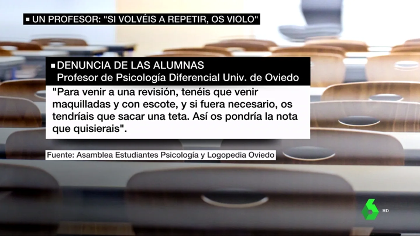 Los indignantes comentarios machistas de un profesor de Psicología: "Si volvéis a repetir, os violo" Los indignantes comentarios machistas de un profesor de Psicología: "Si volvéis a repetir, os violo"