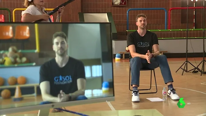 Pau Gasol en pleno rodaje de un spot