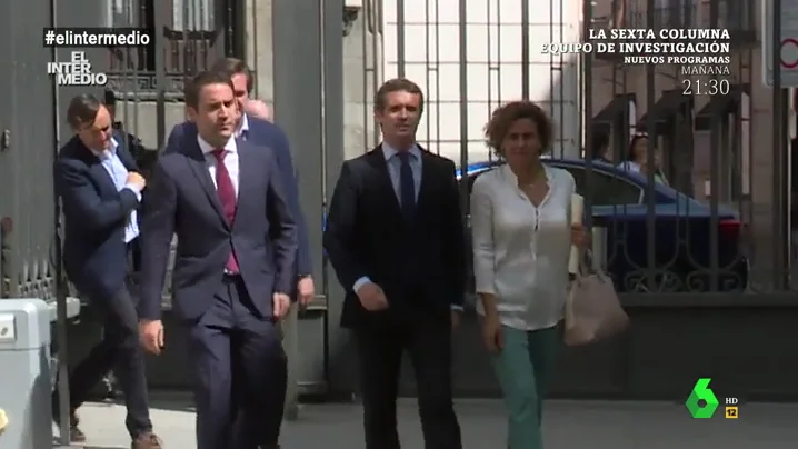 Pablo Casado con parte de su comitiva