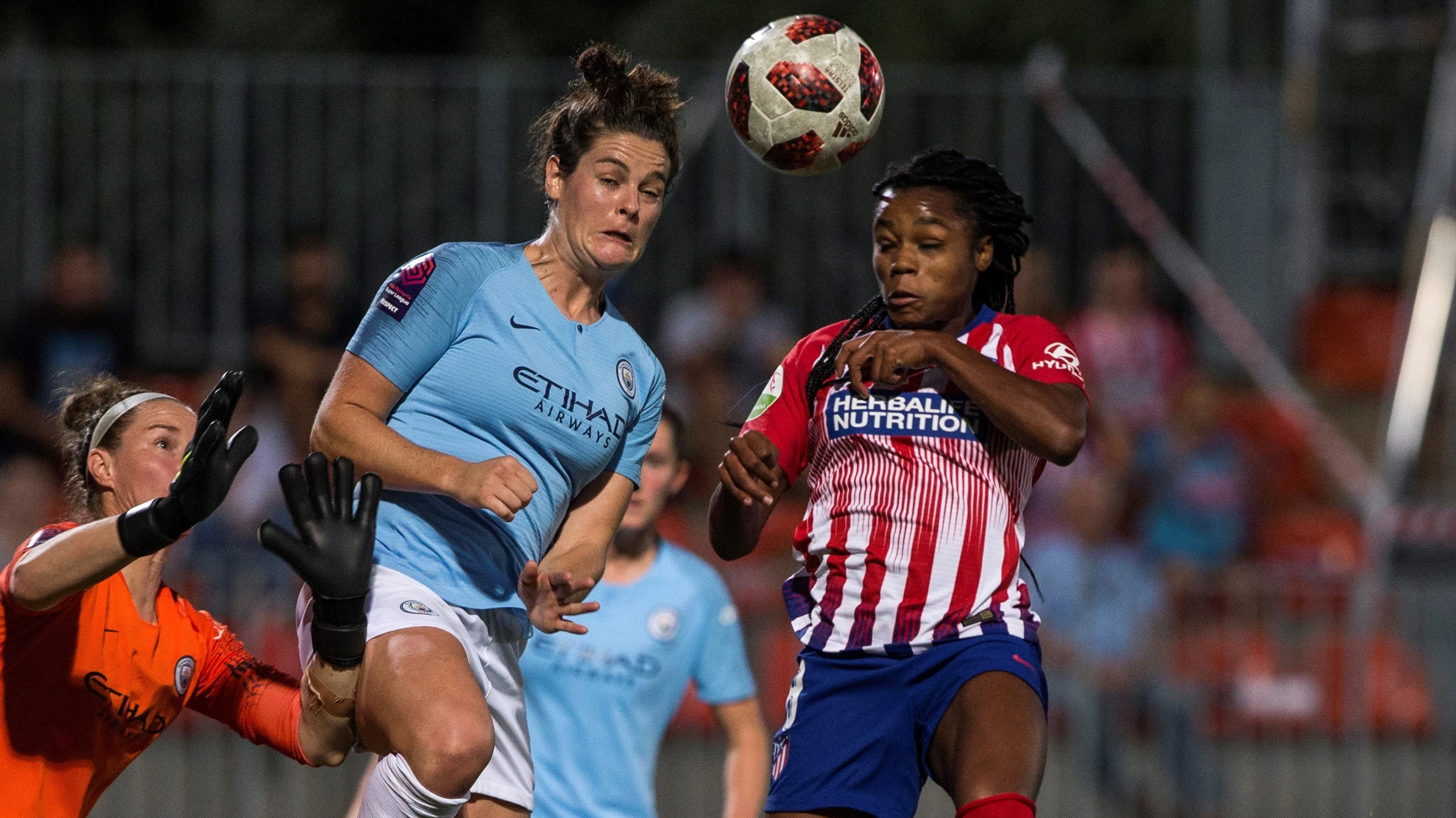 Momento del partido entre el Atlético de Madrid y el Manchester City