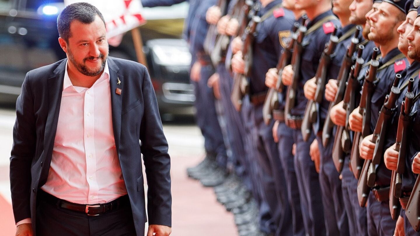 Salvini a su llegada a la reuni&oacute;n de la Uni&oacute;n Europea (UE) sobre seguridad y migraci&oacute;n