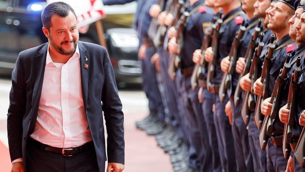 Salvini a su llegada a la reunión de la Unión Europea (UE) sobre seguridad y migración
