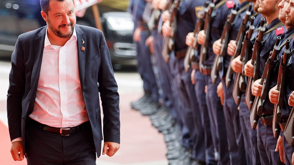 Salvini a su llegada a la reunión de la Unión Europea (UE) sobre seguridad y migración