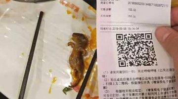 Imagen de la rata muerta encontrada en una sopa en un restaurante chino