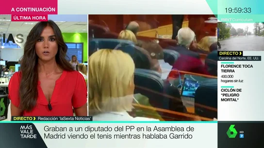 Graban a un diputado del PP en la Asamblea de Madrid viendo el tenis mientras hablaba Garrido Graban a un diputado del PP en la Asamblea de Madrid viendo el tenis mientras hablaba Garrido