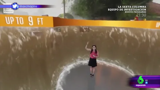 Una presentadora estadounidense en una simulación Una presentadora estadounidense en una simulación