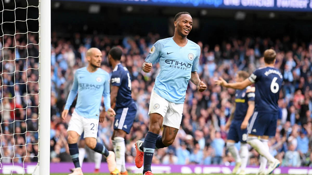 Sterling celebra un gol con el Manchester City