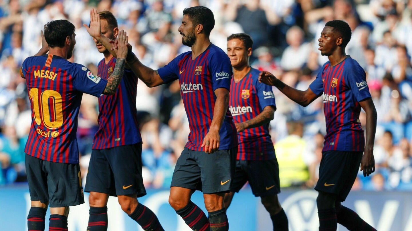 Luis Su&aacute;rez celebra un gol