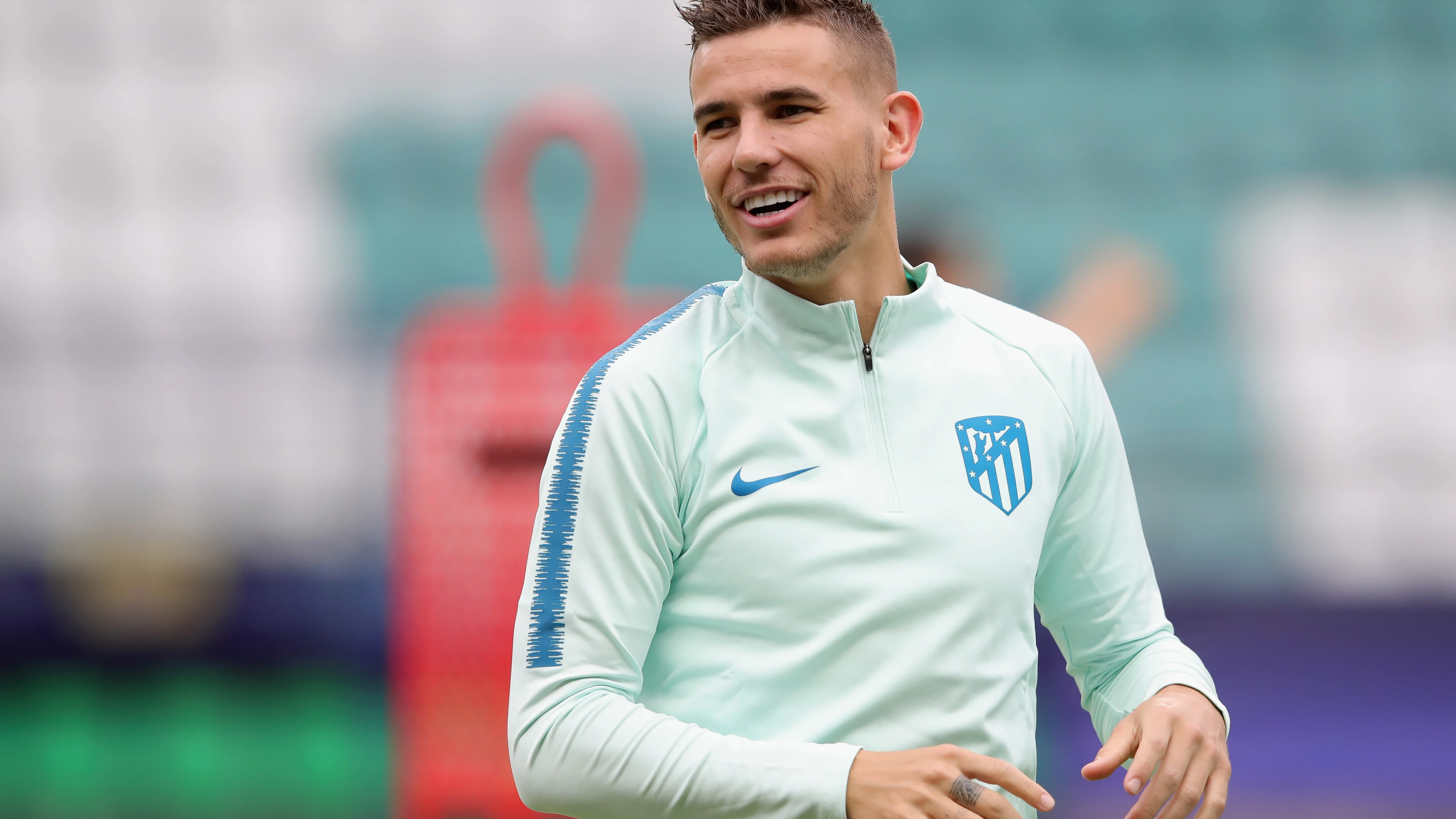 Lucas Hernández, en un entrenamiento con el Atlético de Madrid