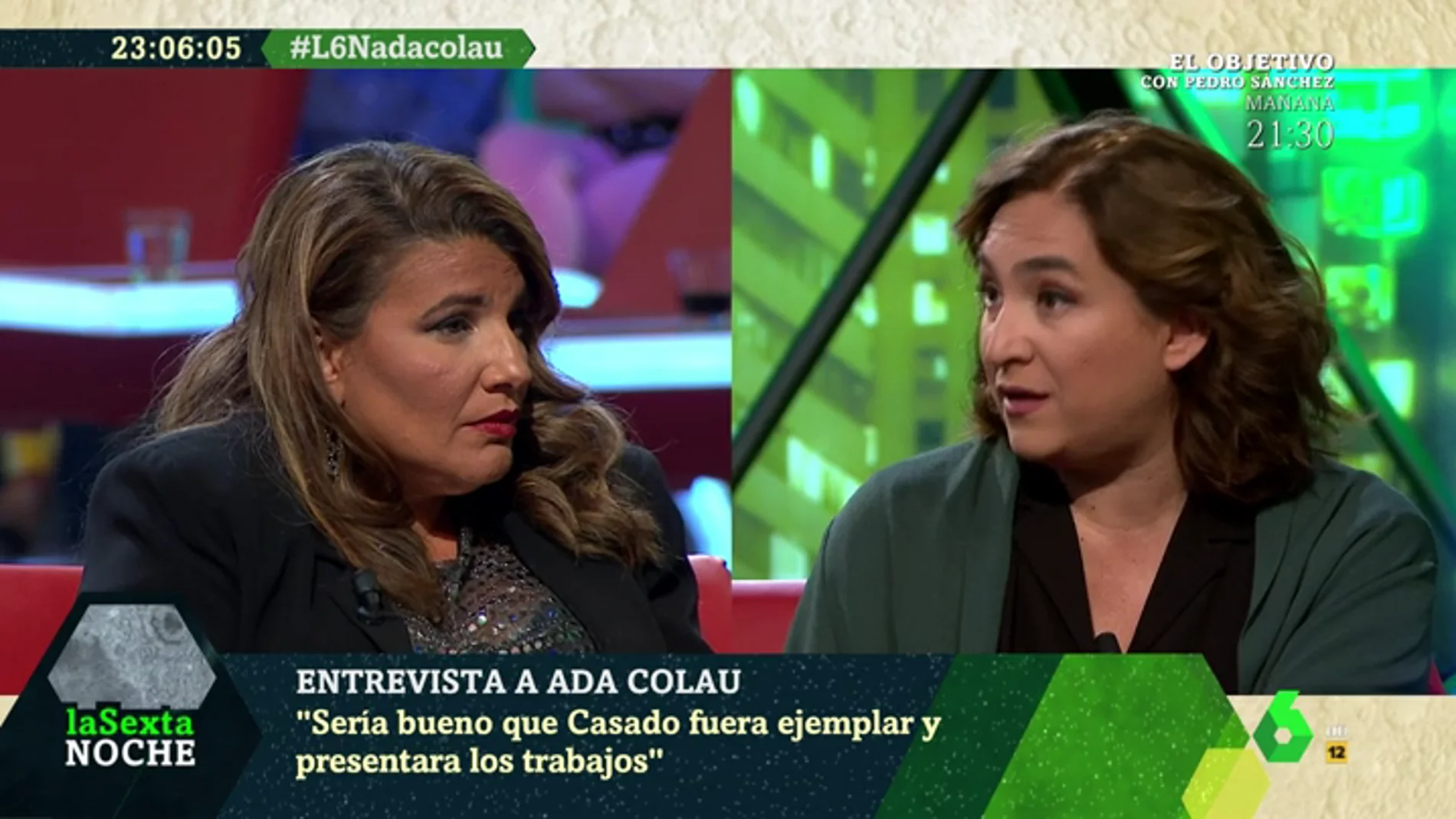 María Claver y Ada Colau en laSexta Noche