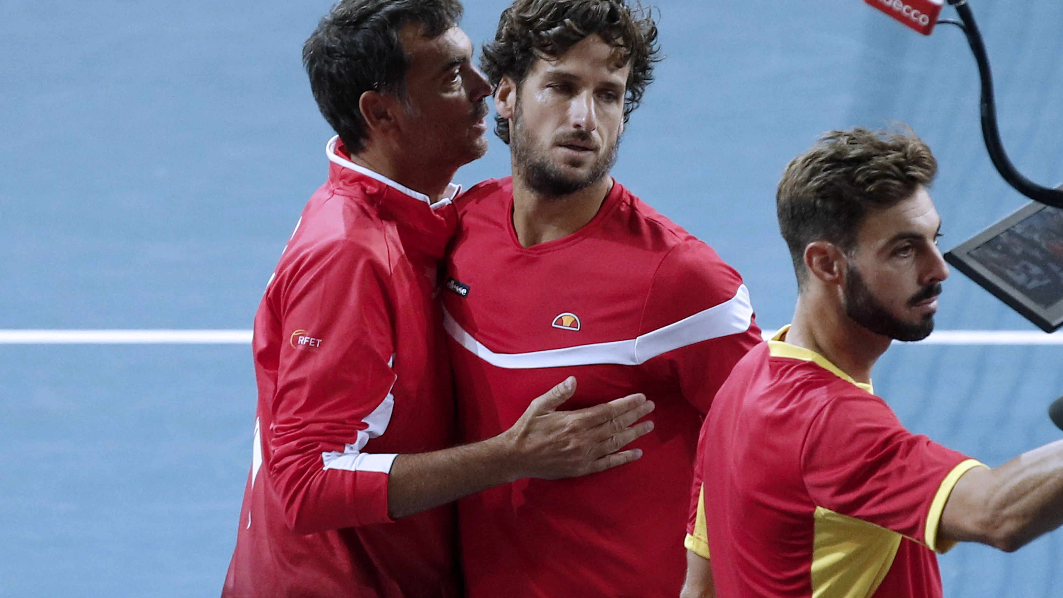 Sergi Bruguera, con Feliciano López y Marcel Granollers