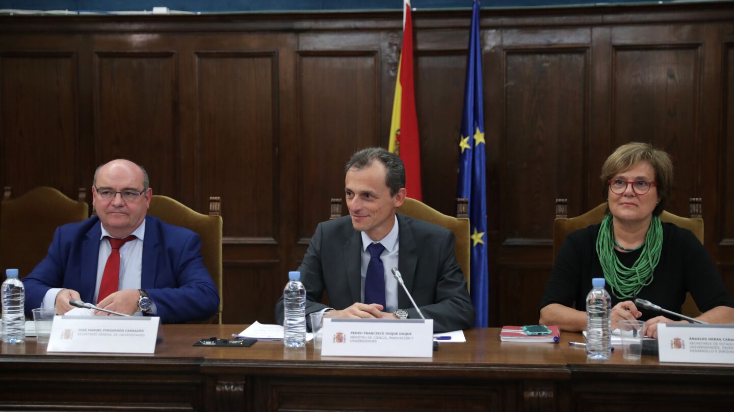El ministro de Ciencia, Innovaci&oacute;n y Universidades, Pedro Duque presidiendo el Pleno del Consejo de Universidades