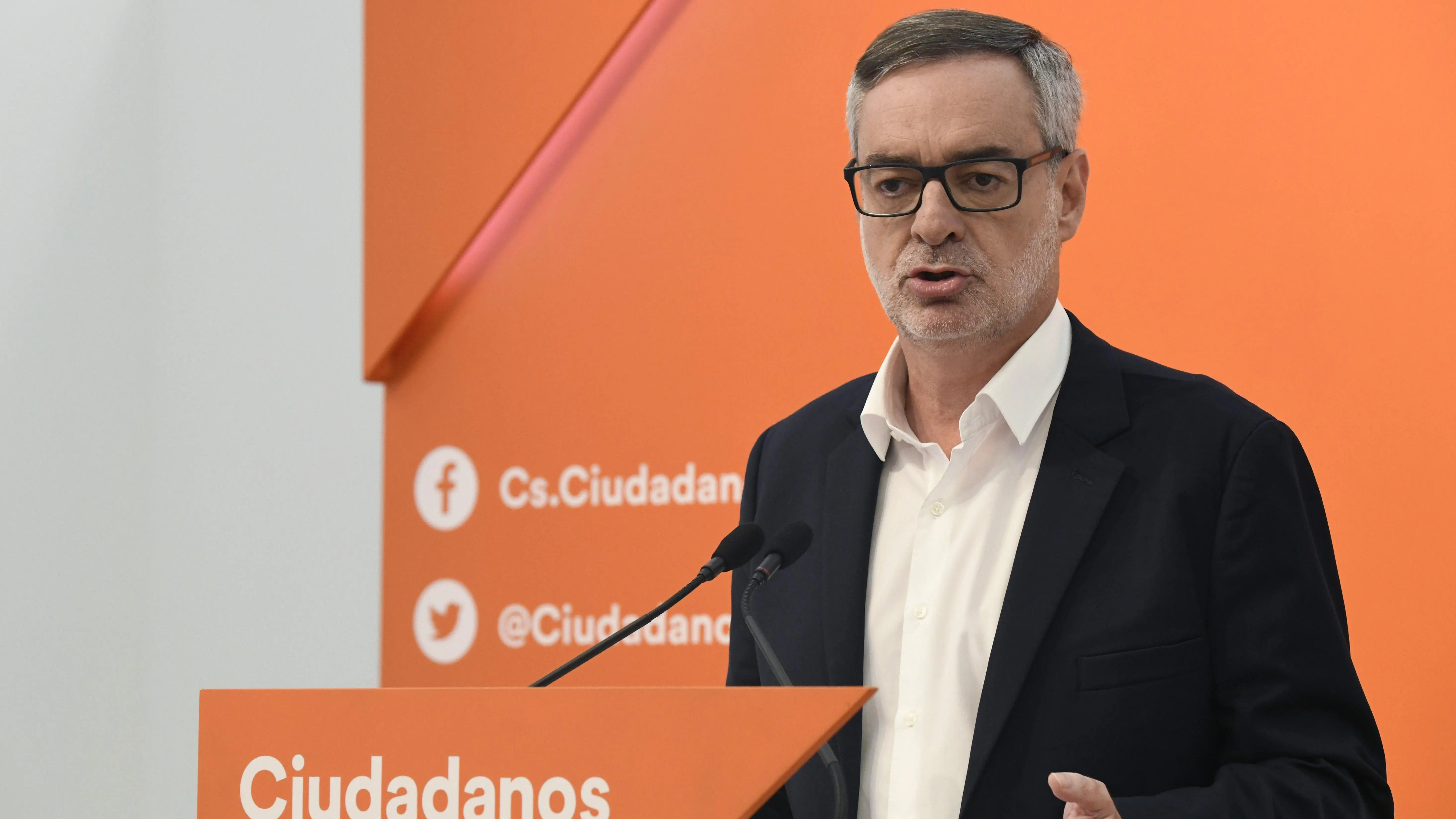 El secretario general de Ciudadanos, José Manuel Villegas, durante su comparecencia