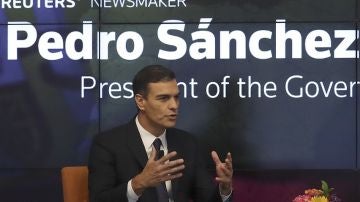 Pedro Sánchez ante los medios en Nueva York