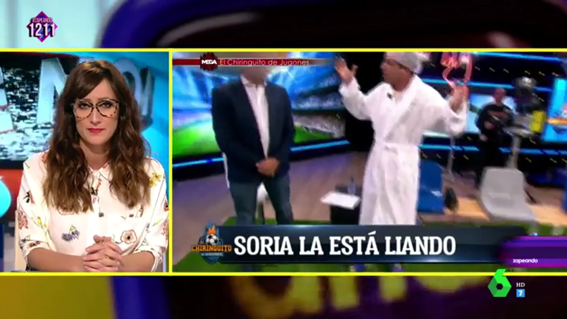 Ana Morgade alucina con el momentazo de Soria en El Chiringuito: "Gracias por llevar albornoz, no nos hacía falta ver a tu delantero centro"