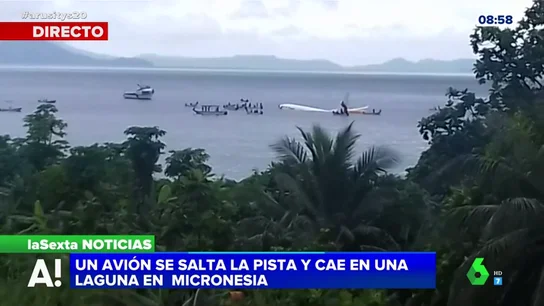 Un avión se salta la pista y cae en una laguna en Micronesia Un avión se salta la pista y cae en una laguna en Micronesia