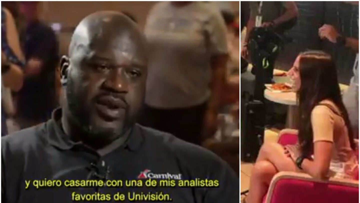 Shaquille O'Neal y Luc&iacute;a Villal&oacute;n