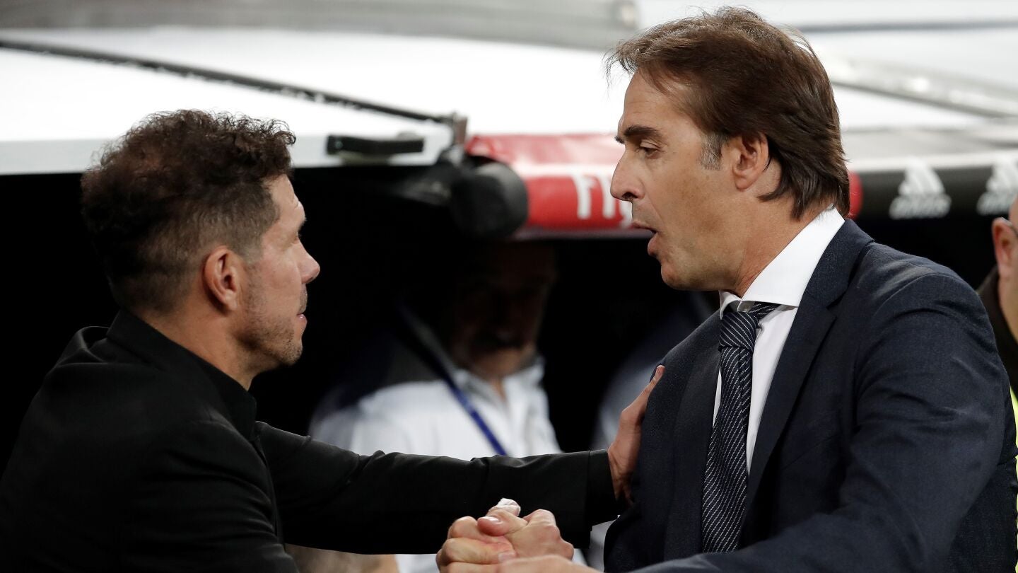 Lopetegui y Simeone se saludan antes del derbi