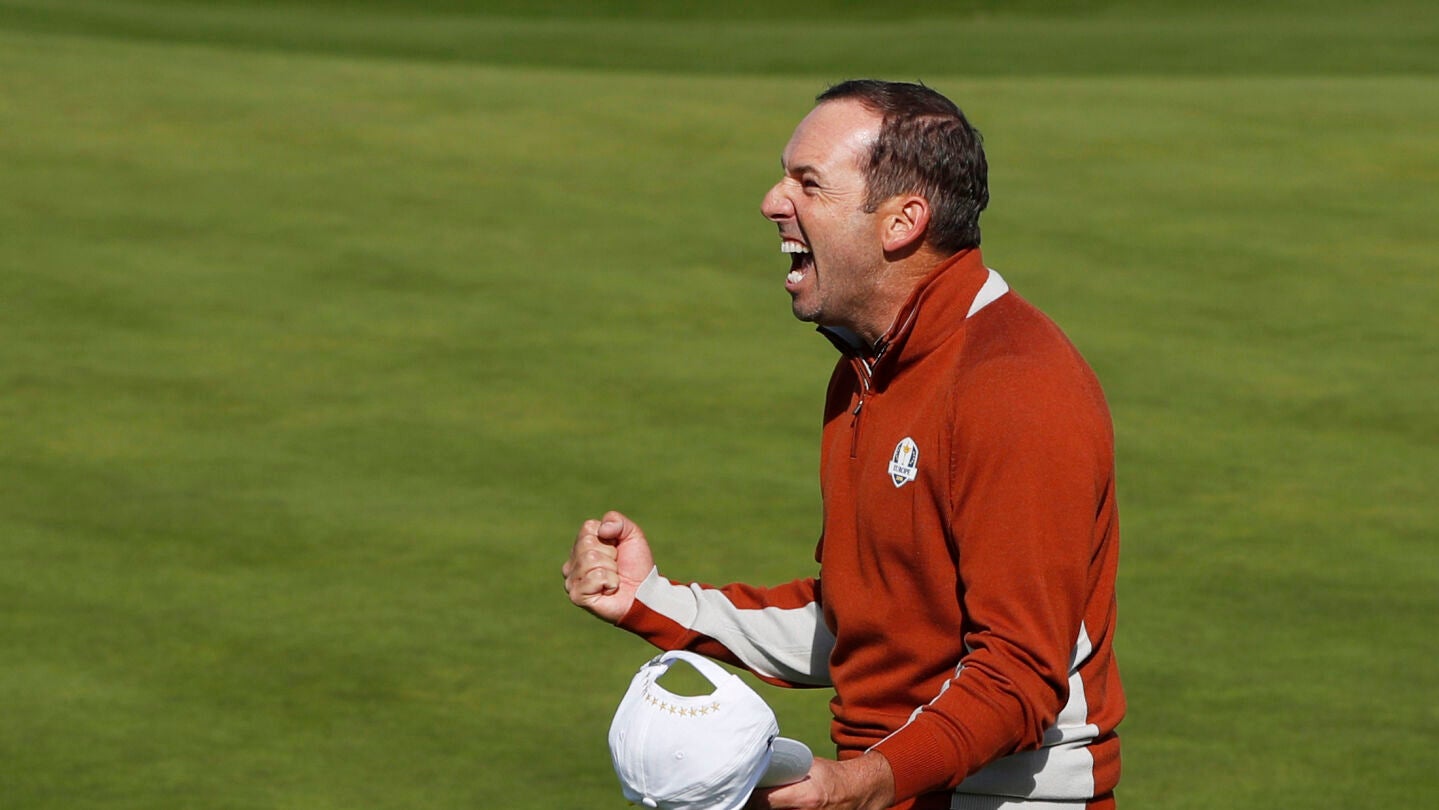 Sergio Garc&iacute;a celebra un golpe en la Ryder Cup