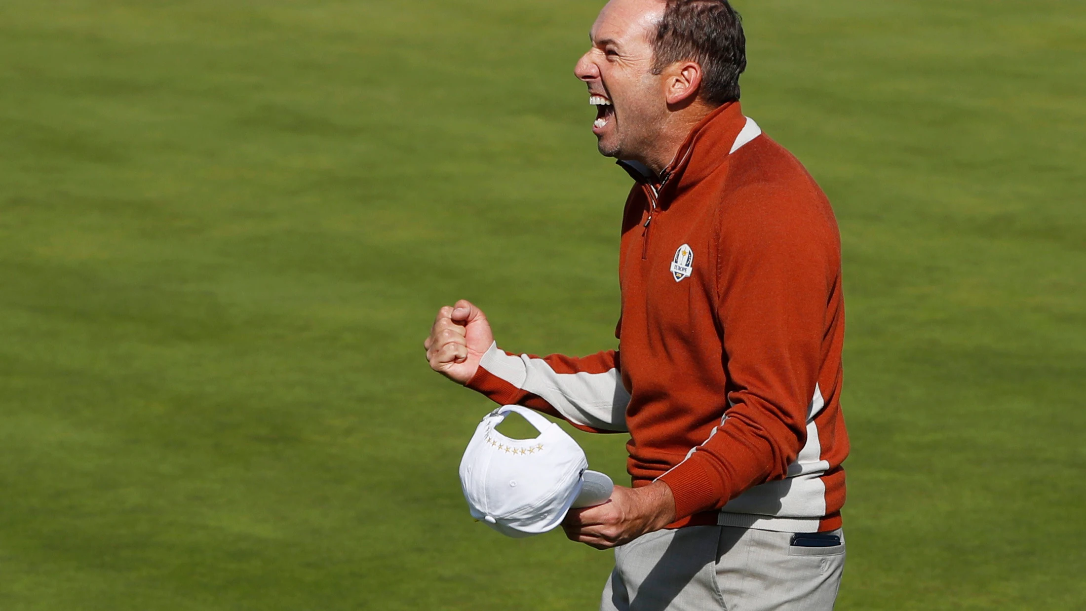 Sergio García celebra un golpe en la Ryder Cup